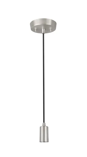 # 21046, One-Light Hanging Socket Pendant Fixture with Matte Satin Nickel Socket and 5 feet of Black Cord