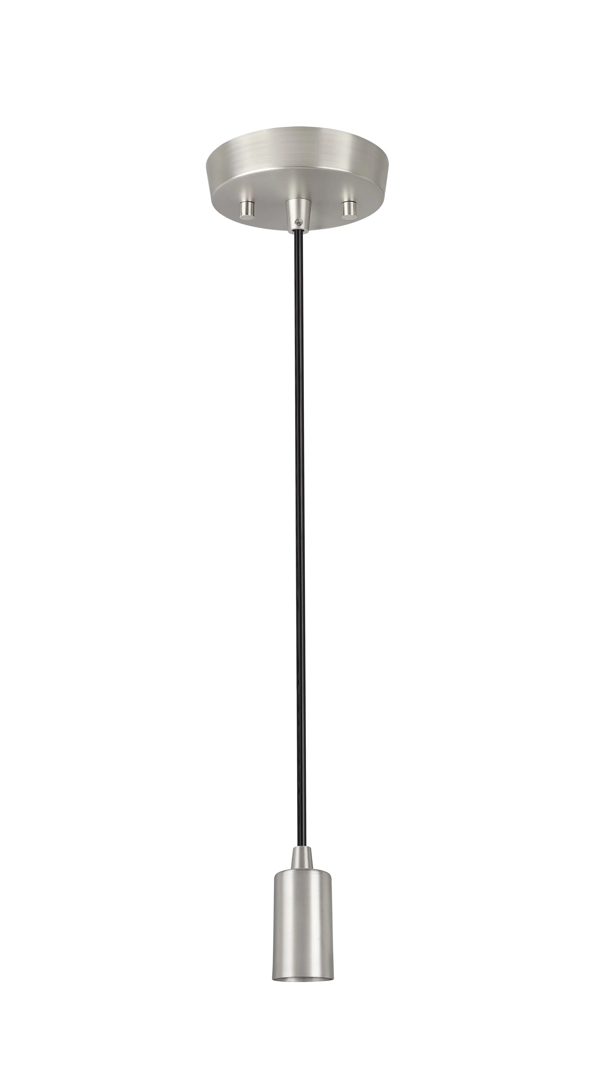 # 21046, One-Light Hanging Socket Pendant Fixture with Matte Satin Nickel Socket and 5 feet of Black Cord