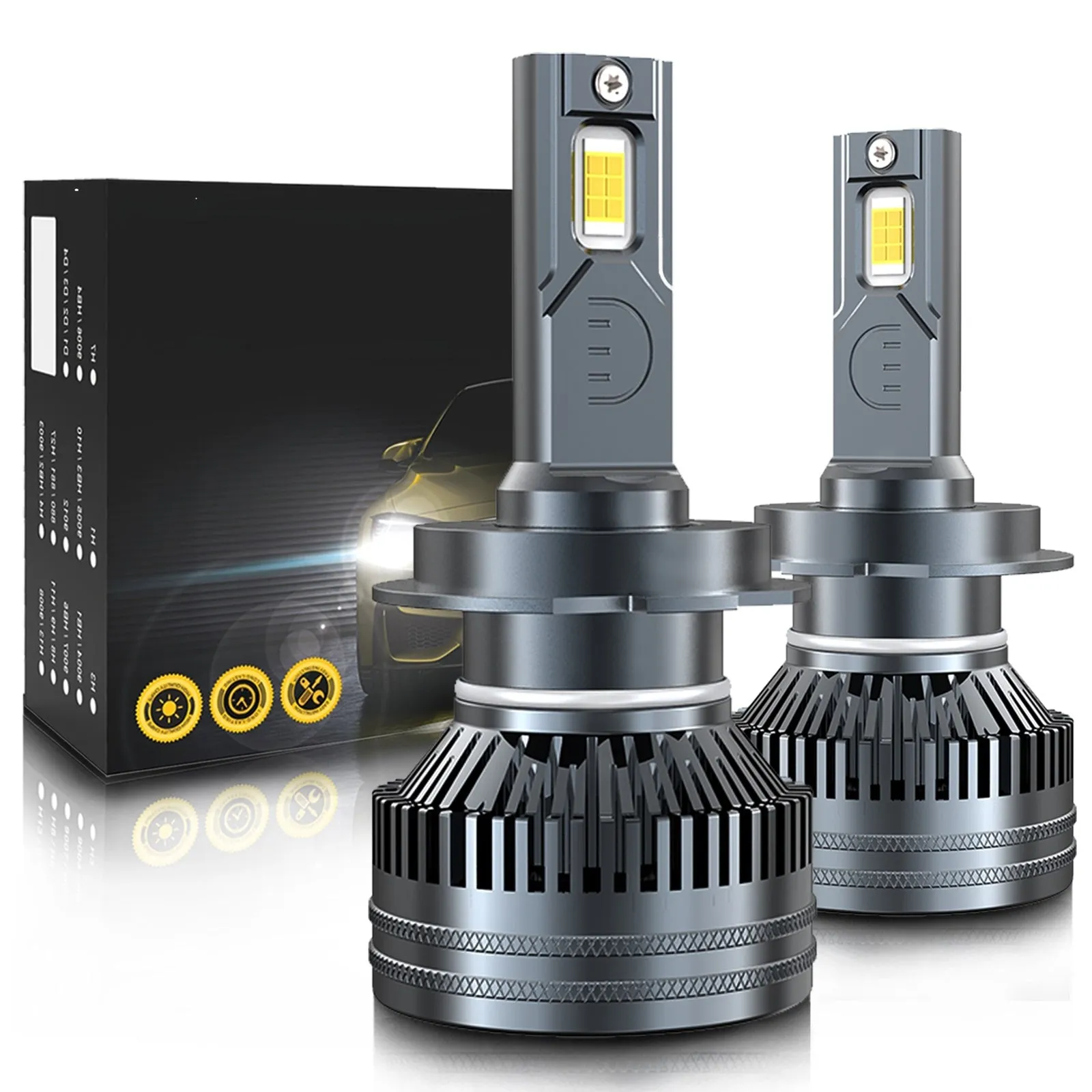 1 Pair Car LED Headlight Bulbs H1 9005 H7 H4 High-Power