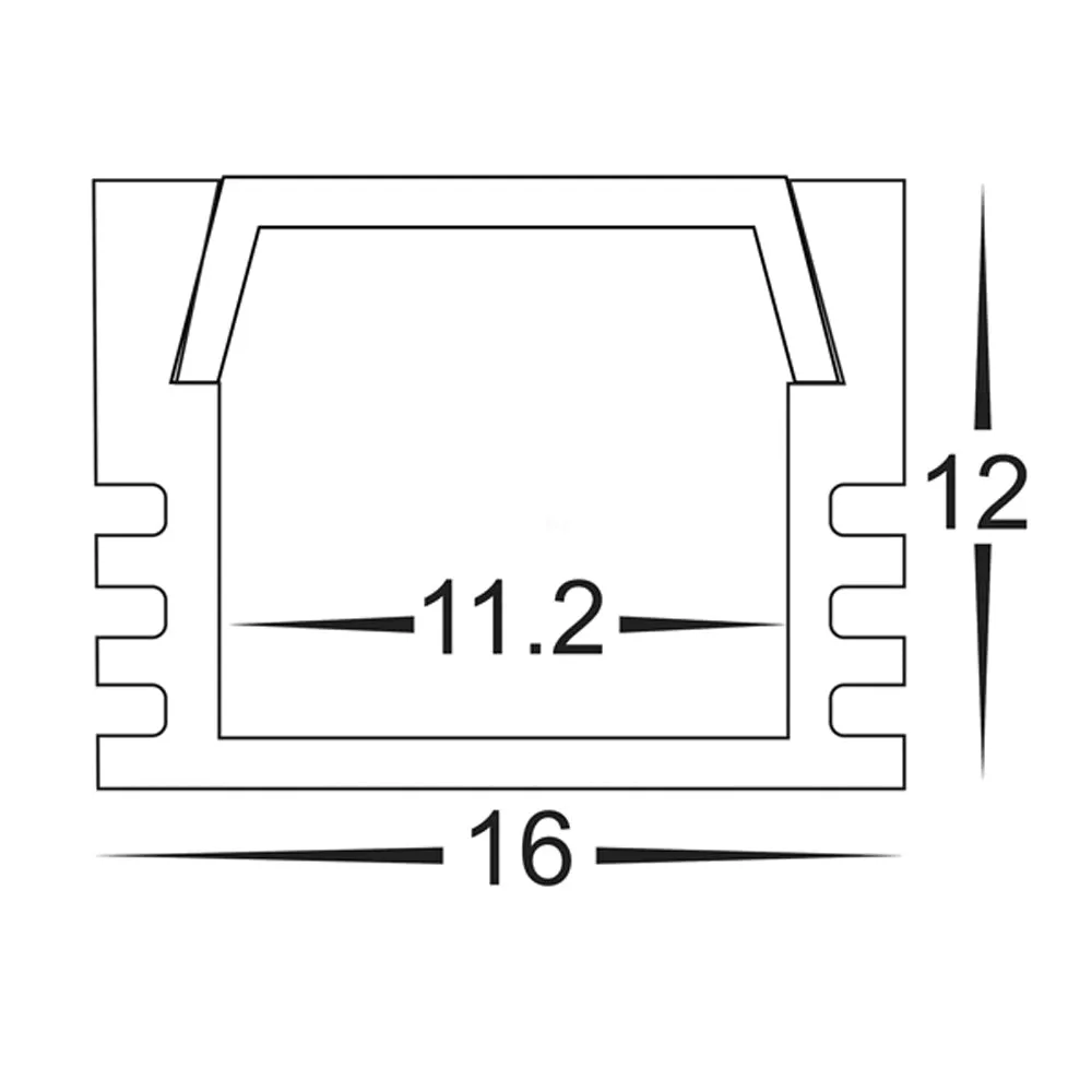 16mm x 12mm Silver Square Aluminium LED Profile Havit Lighting - HV9693-1612