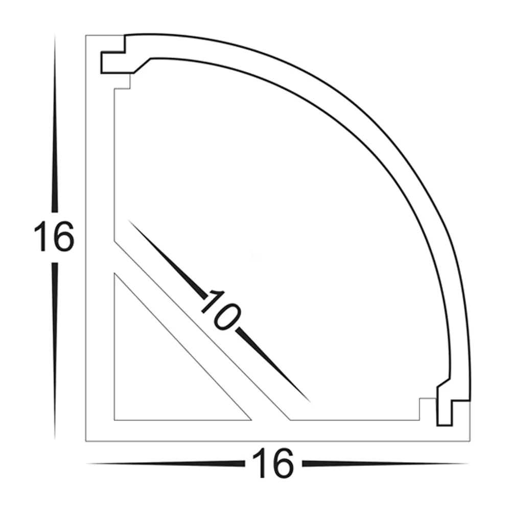 16mm x 16mm Silver Small Corner Aluminium LED Profile Havit Lighting - HV9691-1616