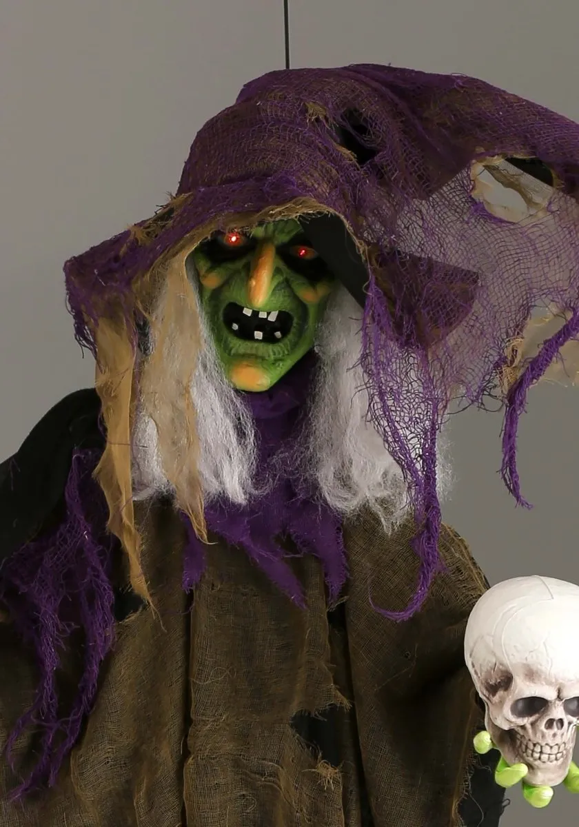 183cm Halloween Animated Hanging Witch with Shaking Body, Sound & Lights