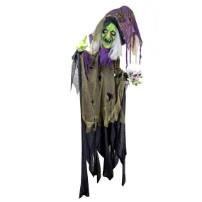 183cm Halloween Animated Hanging Witch with Shaking Body, Sound & Lights