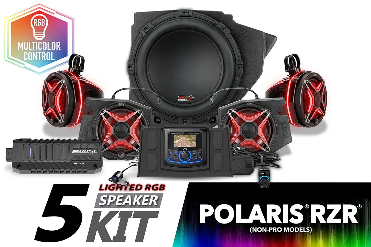 2014-2023 Polaris RZR Lighted 5-Speaker Plug-&-Play Kit with JVC