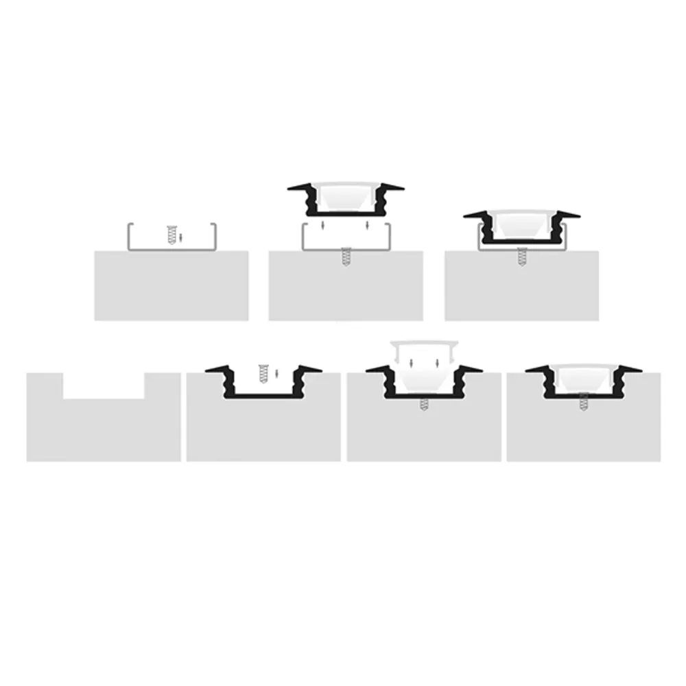 25mm x 9mm Black Shallow Square Winged Aluminium Profile - HV9695-2507-BLK