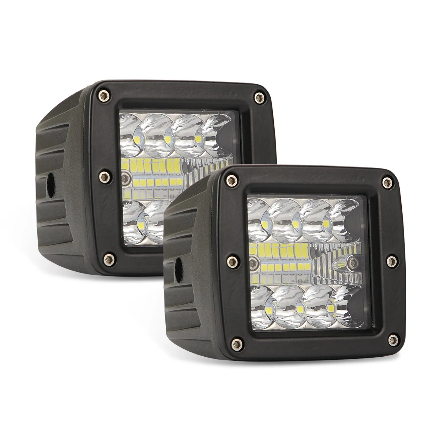 2pcs Aluminum Flush Mount Led Pods 48W Spot Flood Combo Off Road