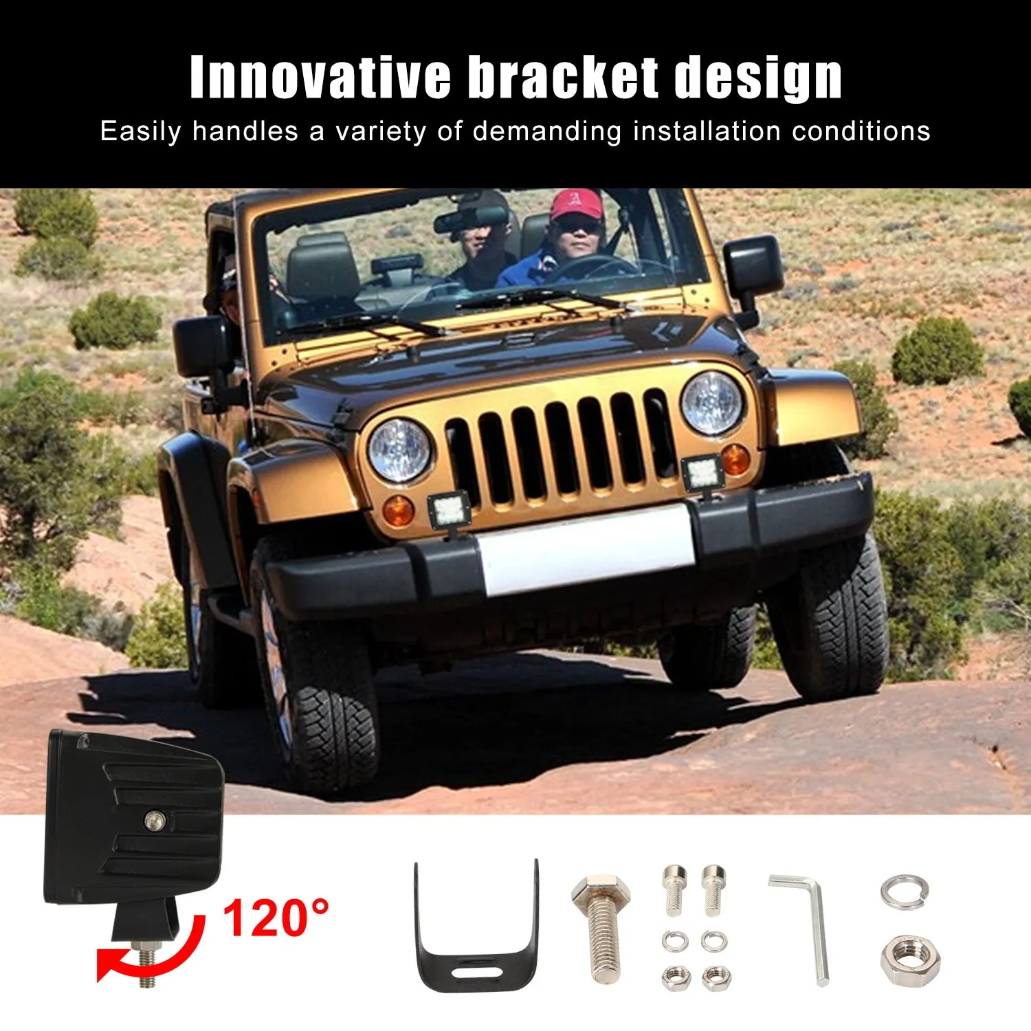 2pcs Aluminum Flush Mount Led Pods 48W Spot Flood Combo Off Road