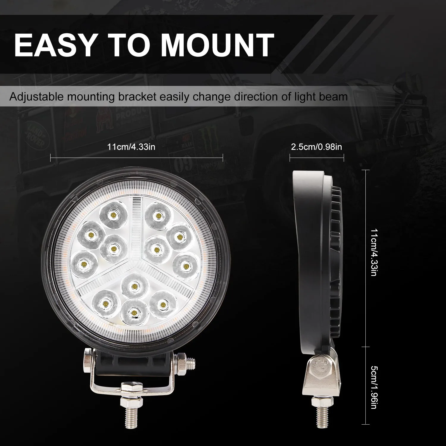 2pcs Car 12V LED Work Spot Lights Spotlight Lamp 4x4 Van ATV