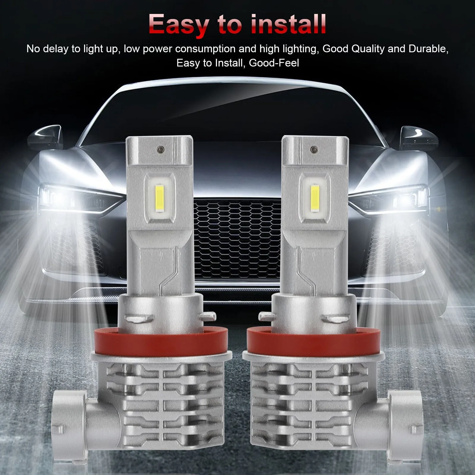 2pcs Car Led Headlight Kit H11 H9 H8 Super Bright Fog Lamp