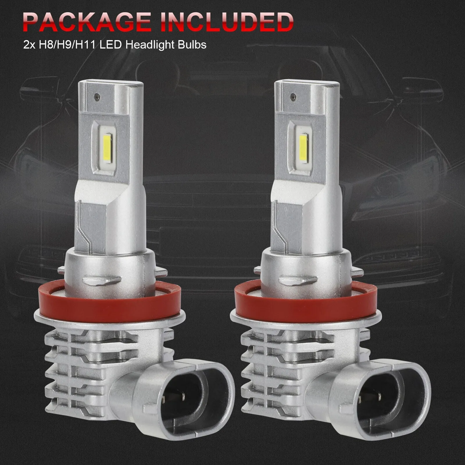 2pcs Car Led Headlight Kit H11 H9 H8 Super Bright Fog Lamp