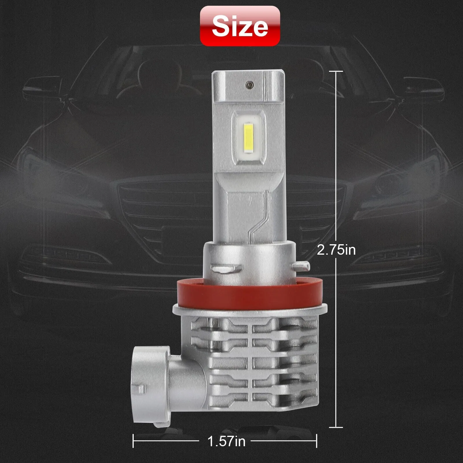 2pcs Car Led Headlight Kit H11 H9 H8 Super Bright Fog Lamp