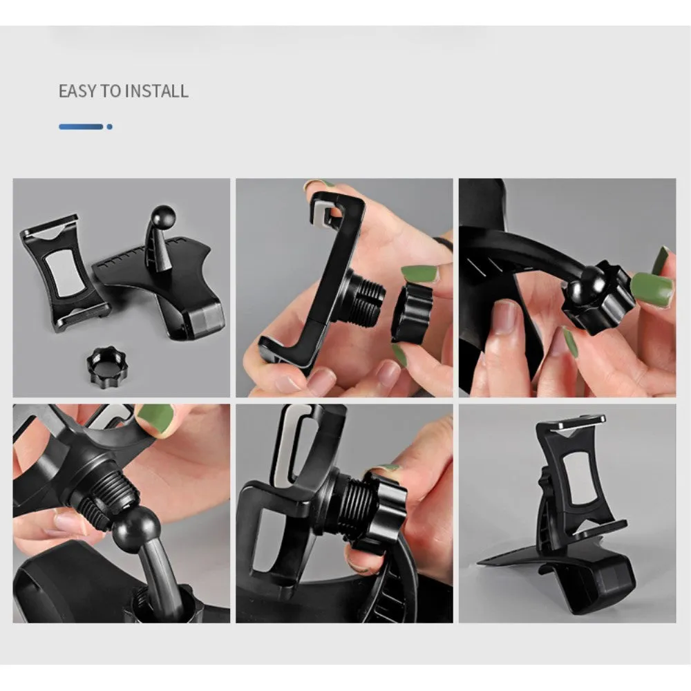 3 in 1 Car GPS Smartphone Holder: Dashboard / Visor Clamp   AC Grid Clip for Cubot S308 - Black
