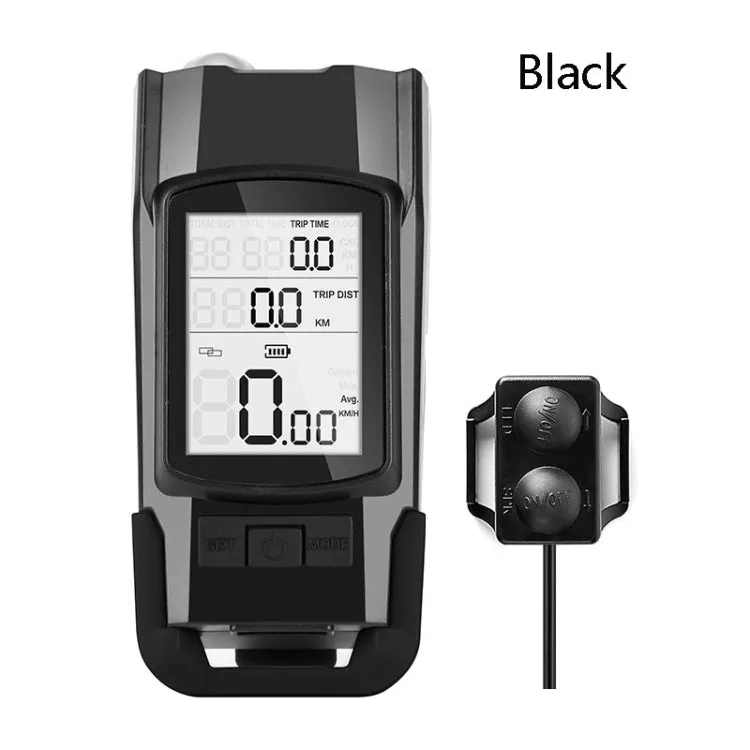 3 In 1 Wireless Bicycle Code Meter Lamp Strong Light Front Light, Colour: Black