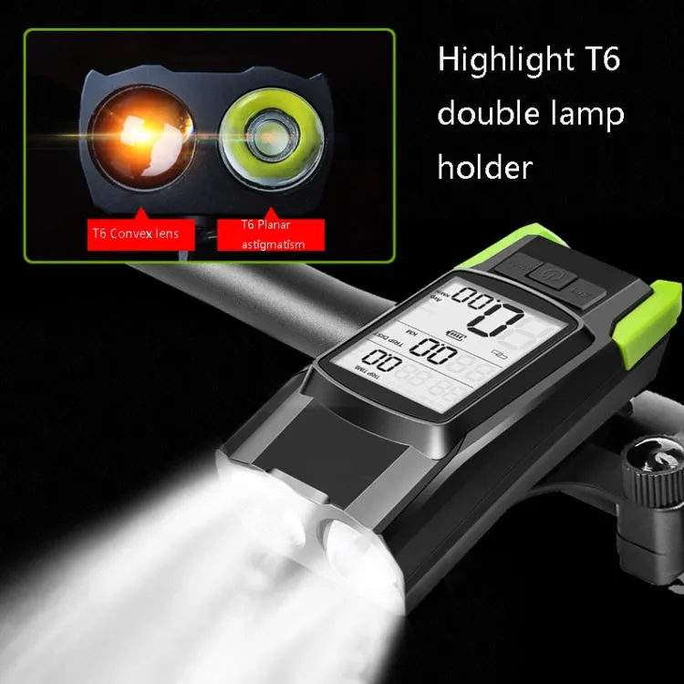3 In 1 Wireless Bicycle Code Meter Lamp Strong Light Front Light, Colour: Upgrade Floating (Green)