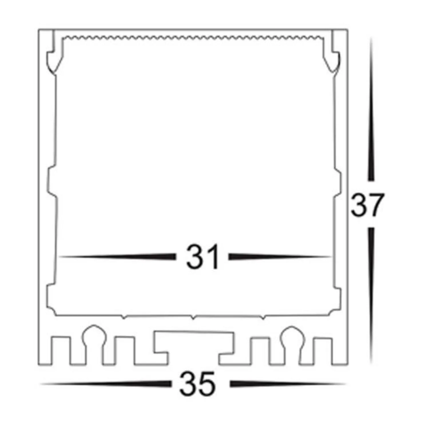 35mm x 37mm Silver Deep Square LED Profile Aluminium Havit Lighting - HV9693-3537
