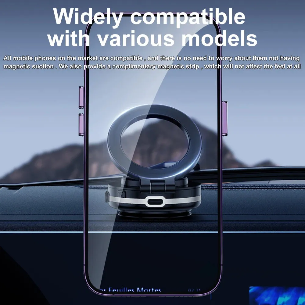360° Rotatable Magnetic Car Phone Holder Vacuum Suction Adjustable Viewing Stand for Phones