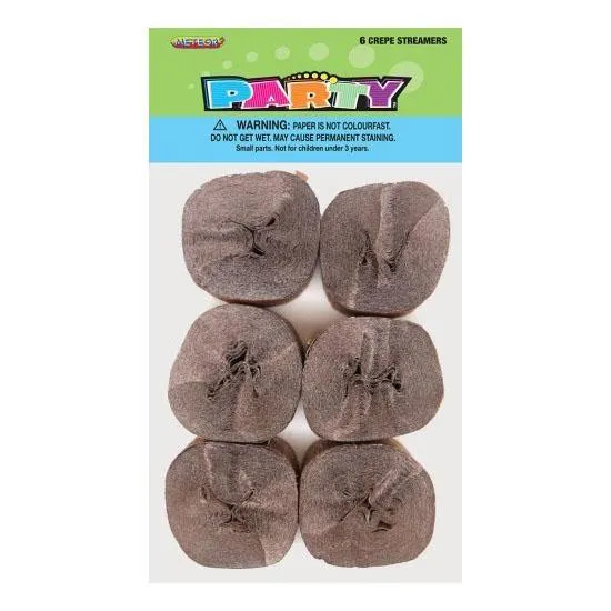 6 Pack Rose Gold Crepe Streamers