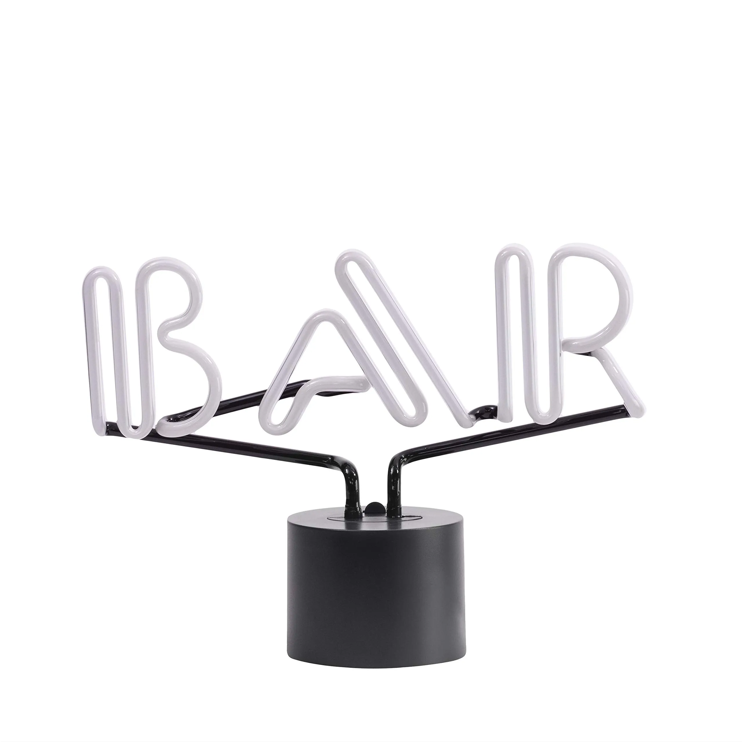 Amped & Co Bar Neon Table Light, Retro Typography Font, Real Neon, White, Large 9x13