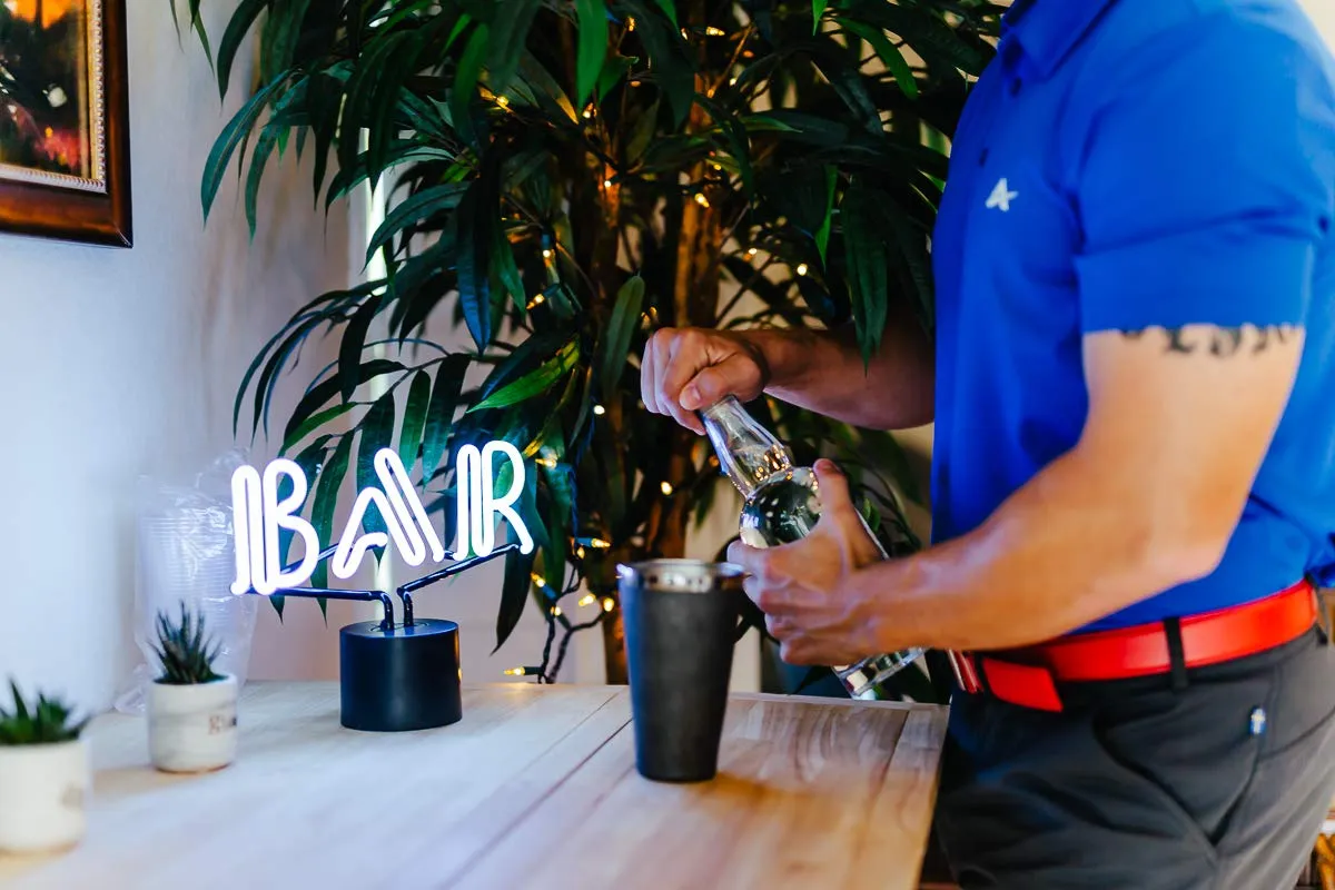 Amped & Co Bar Neon Table Light, Retro Typography Font, Real Neon, White, Large 9x13