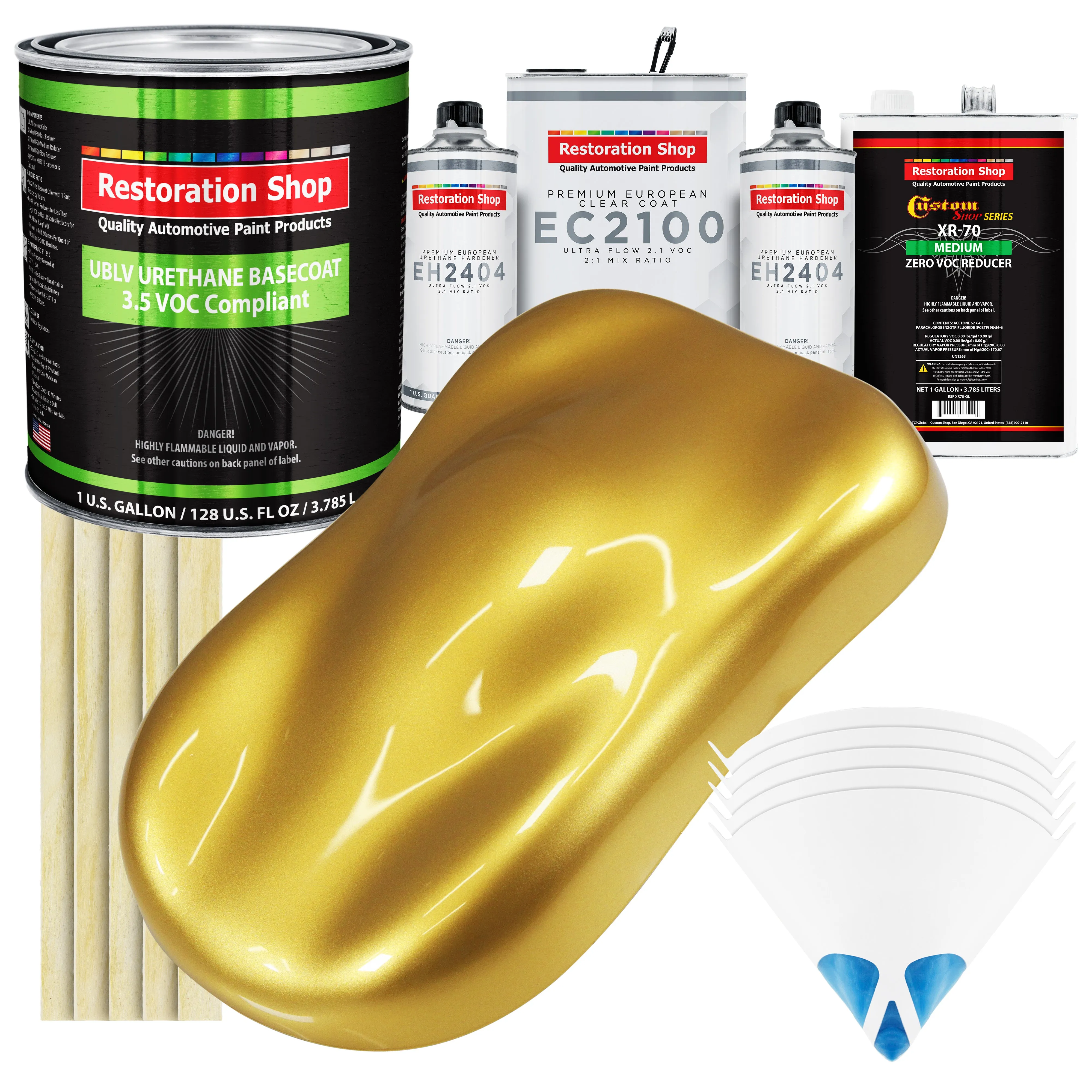 Anniversary Gold Metallic - LOW VOC Urethane Basecoat with European Clearcoat Auto Paint - Complete Gallon Paint Color Kit - Automotive Coating