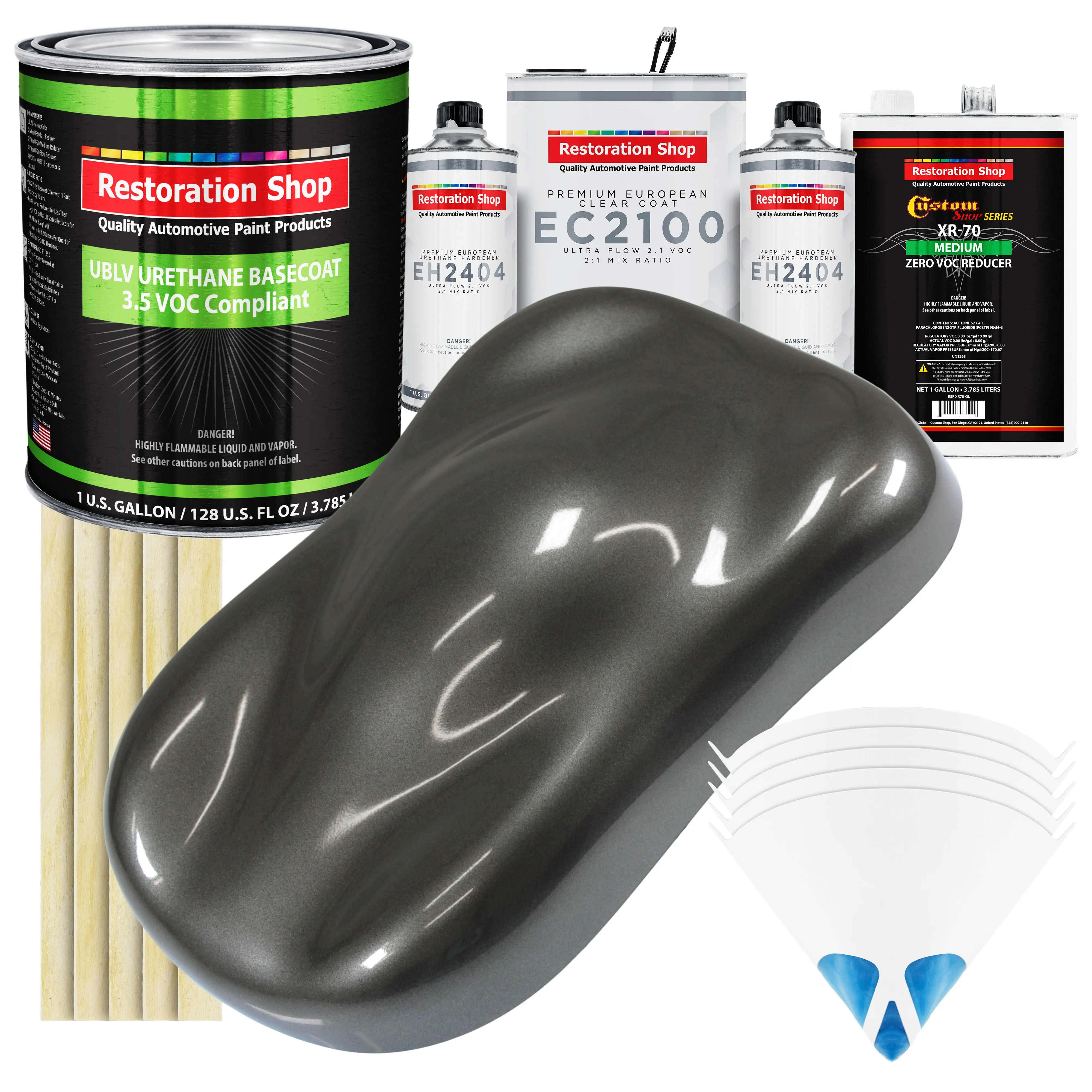 Anthracite Gray Metallic - LOW VOC Urethane Basecoat with European Clearcoat Auto Paint - Complete Gallon Paint Color Kit - Automotive Coating
