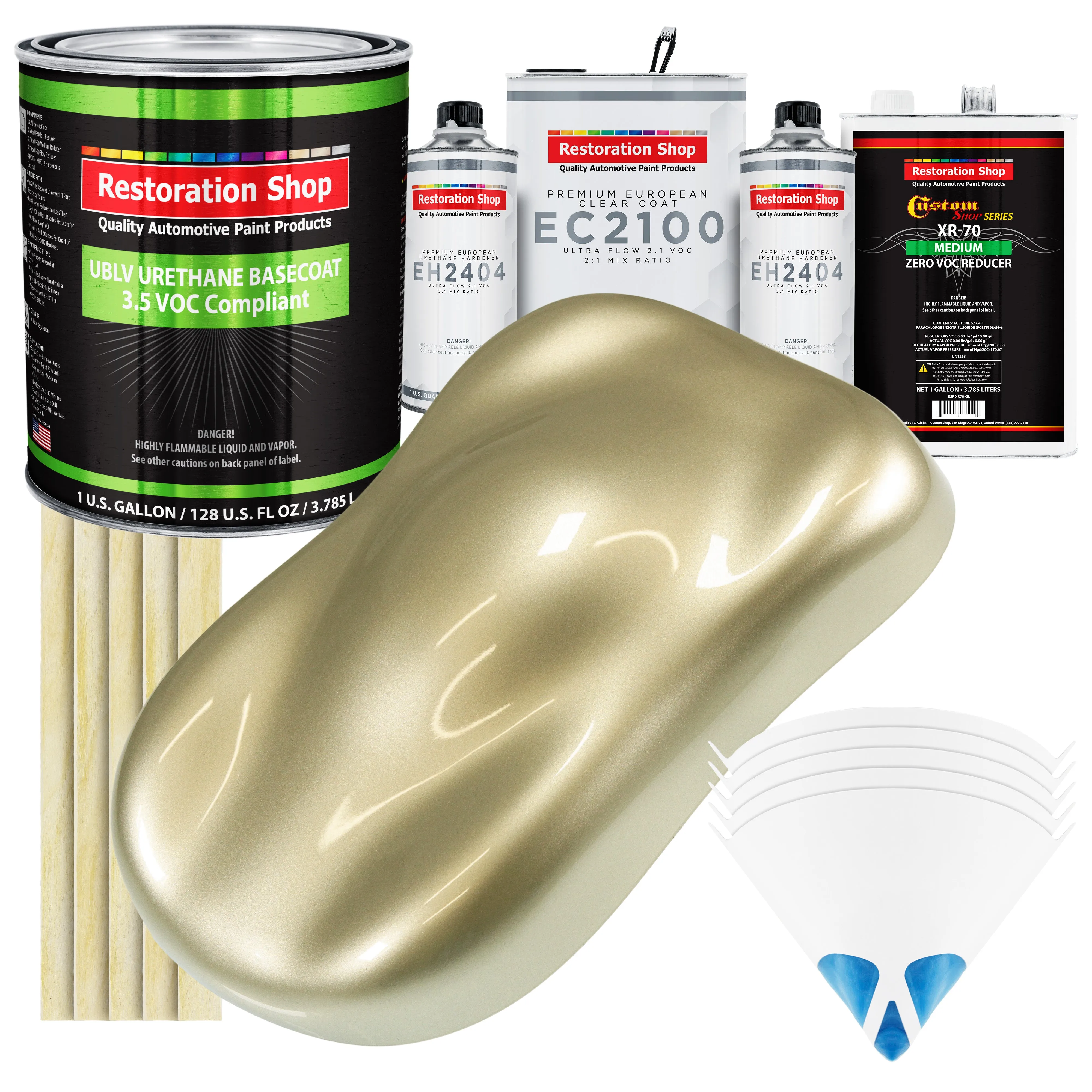 Antique Gold Metallic - LOW VOC Urethane Basecoat with European Clearcoat Auto Paint - Complete Gallon Paint Color Kit - Automotive Coating