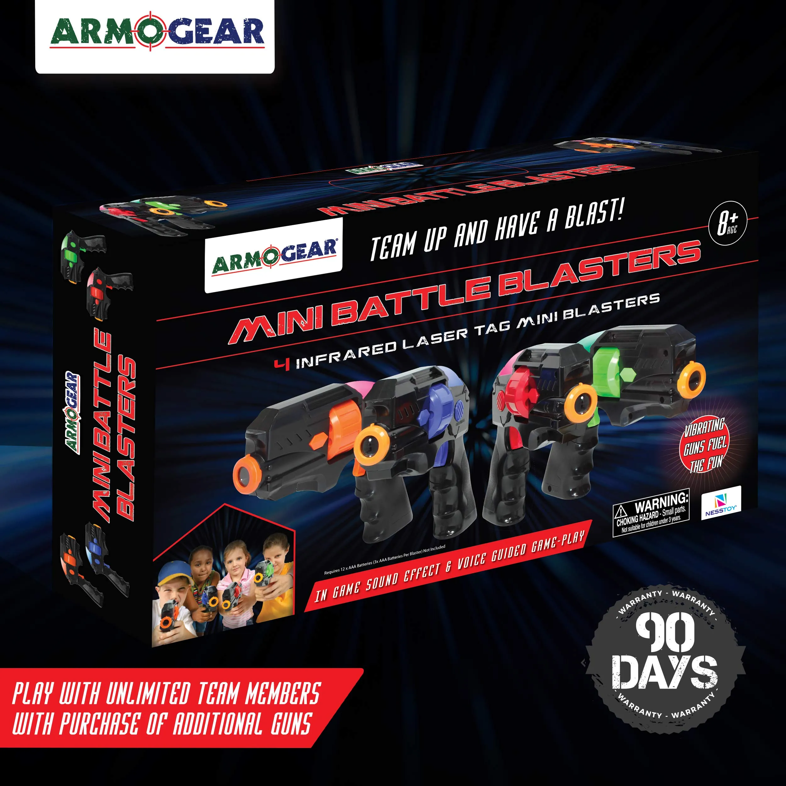 ArmoGear Portable Laser Tag Guns Set of 4 | Small & Lightweight Lazer Tag for Young Kids
