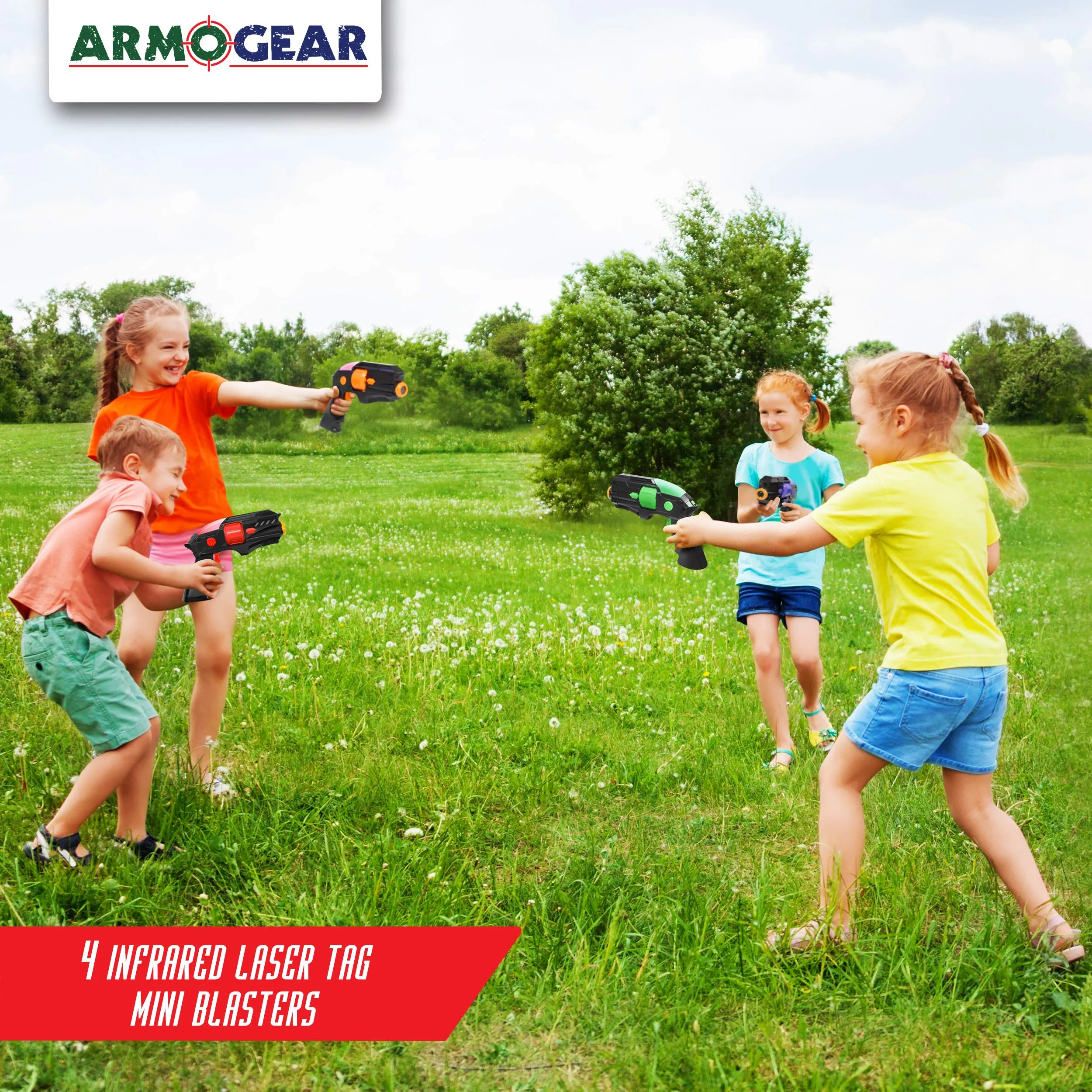 ArmoGear Portable Laser Tag Guns Set of 4 | Small & Lightweight Lazer Tag for Young Kids