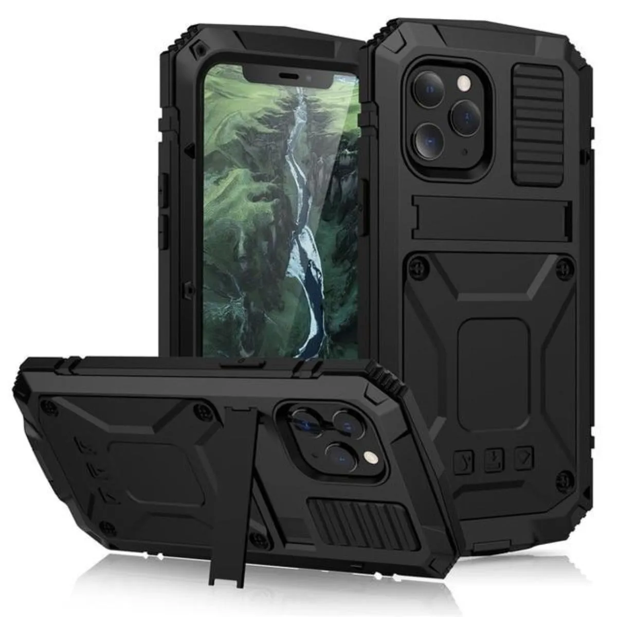Armor Protective Shockproof Tempered Glass Metal Cover Case for iPhone