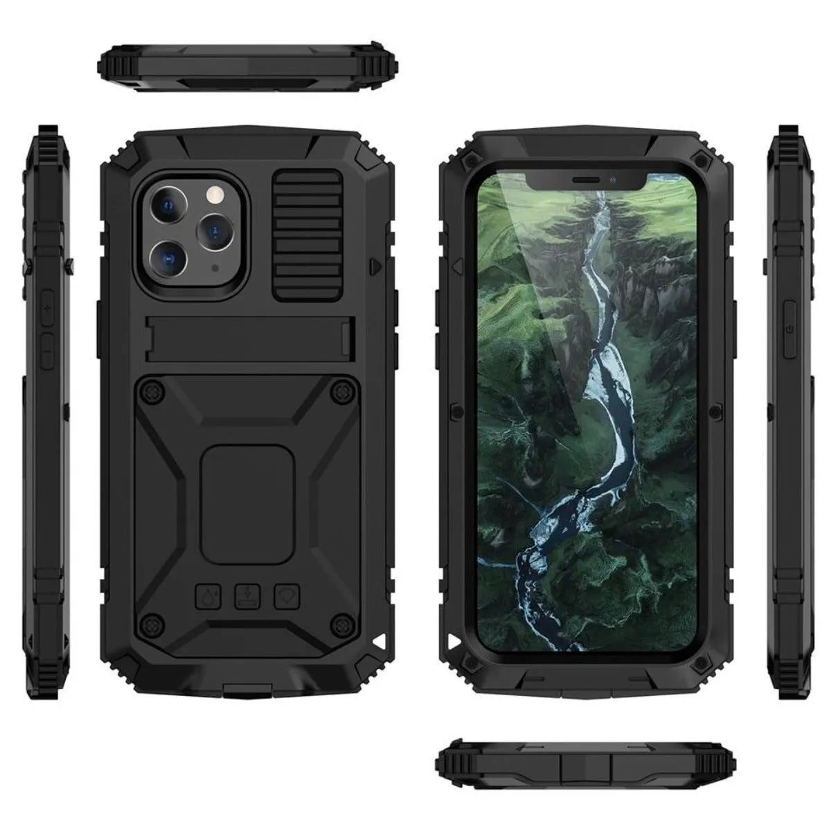 Armor Protective Shockproof Tempered Glass Metal Cover Case for iPhone
