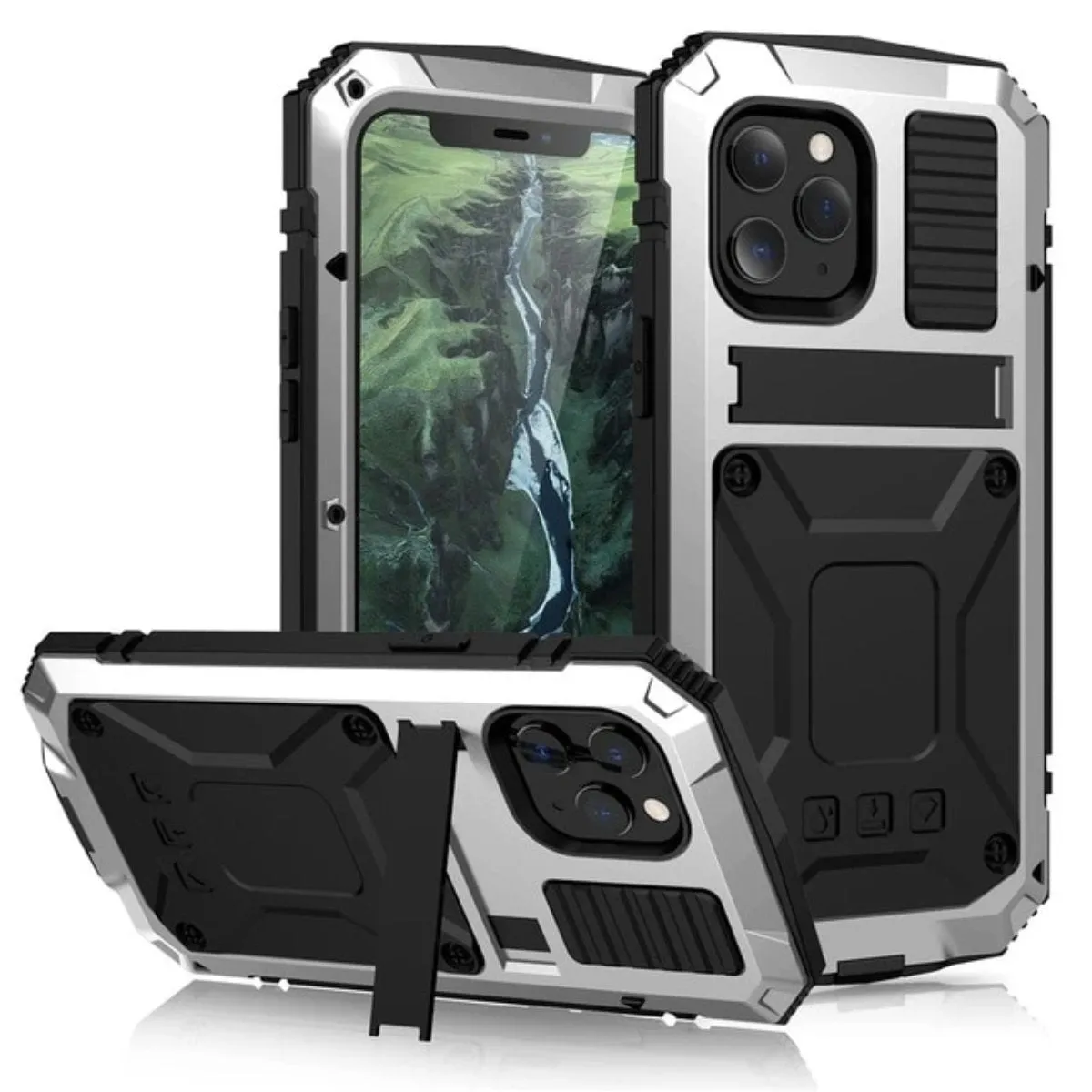 Armor Protective Shockproof Tempered Glass Metal Cover Case for iPhone