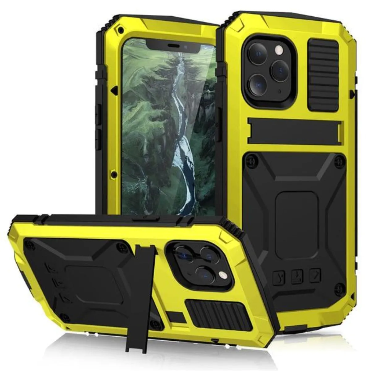 Armor Protective Shockproof Tempered Glass Metal Cover Case for iPhone