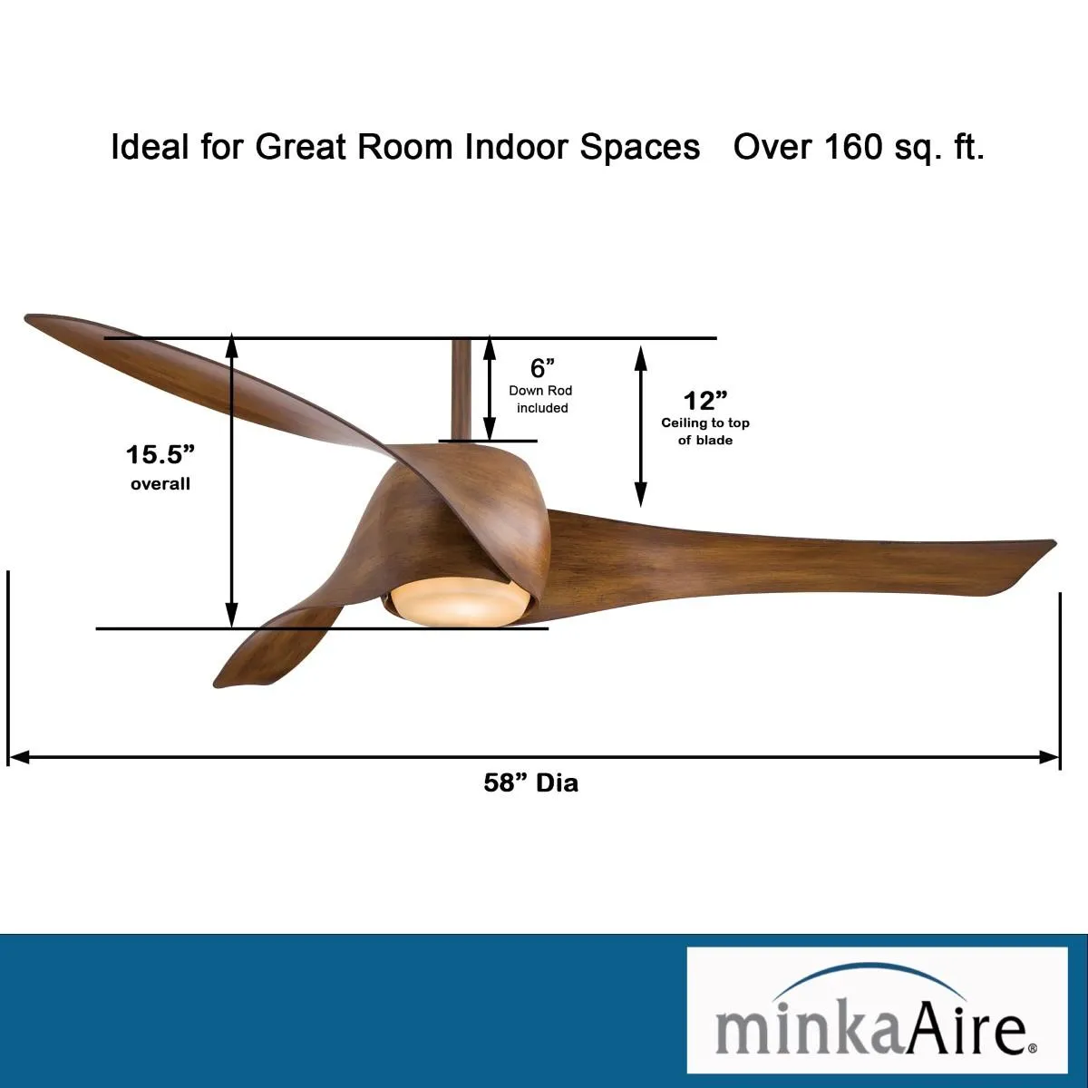 Artemis LED 58'' Smart Ceiling Fan with Light and Remote Control, Distressed Koa