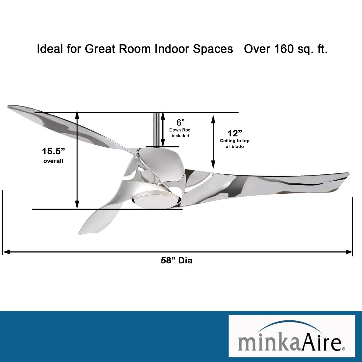 Artemis LED 58'' Smart Ceiling Fan with Light and Remote Control, Liquid Nickel