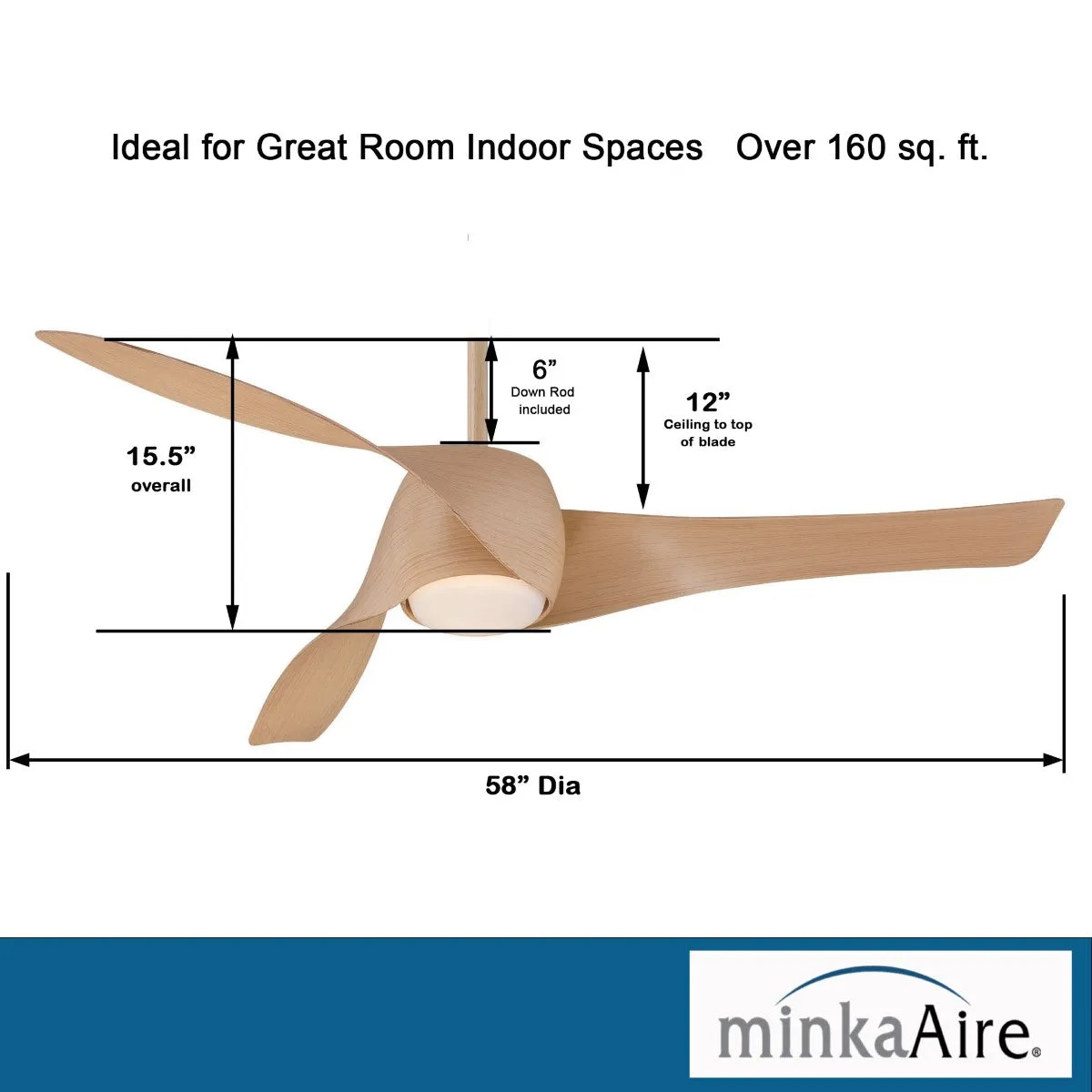 Artemis LED 58'' Smart Ceiling Fan with Light and Remote Control, Maple