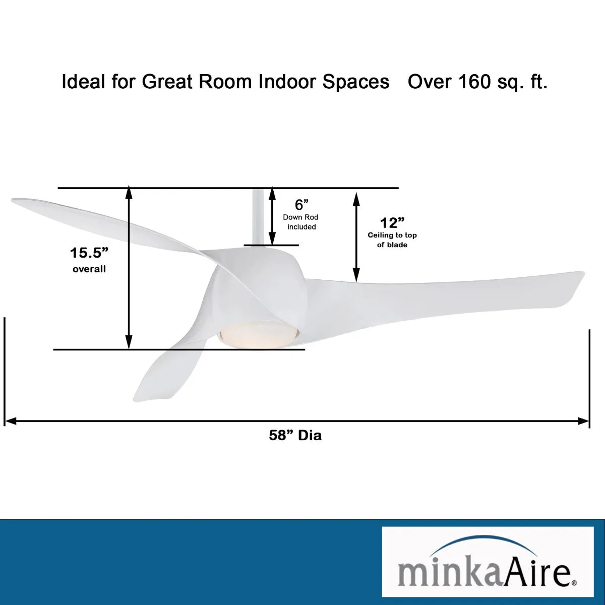 Artemis LED 58'' Smart Ceiling Fan with Light and Remote Control, White