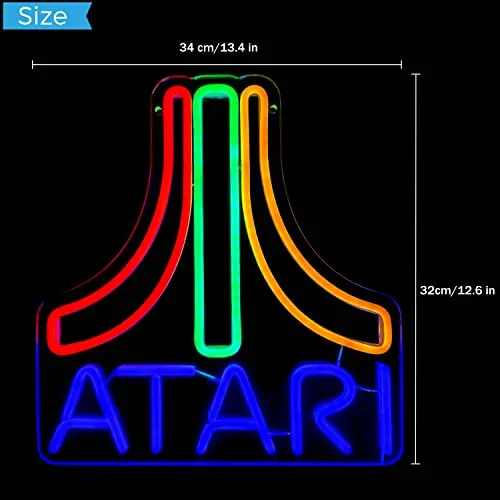 Atari Sign LED Neon Light Arcade Sign for Game Room Decor Atari Game Console USB Neon Sign Atari Logo Sign for Man Cave Pub Gamer Gift