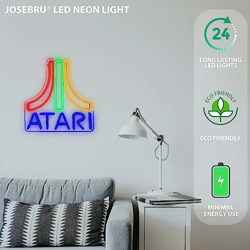 Atari Sign LED Neon Light Arcade Sign for Game Room Decor Atari Game Console USB Neon Sign Atari Logo Sign for Man Cave Pub Gamer Gift