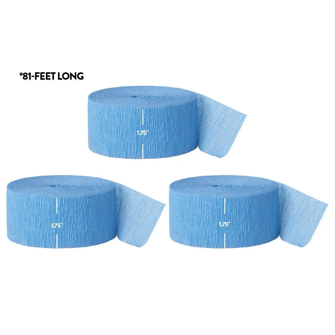 Baby Blue Crepe Paper Streamer Hanging Decorative Kit