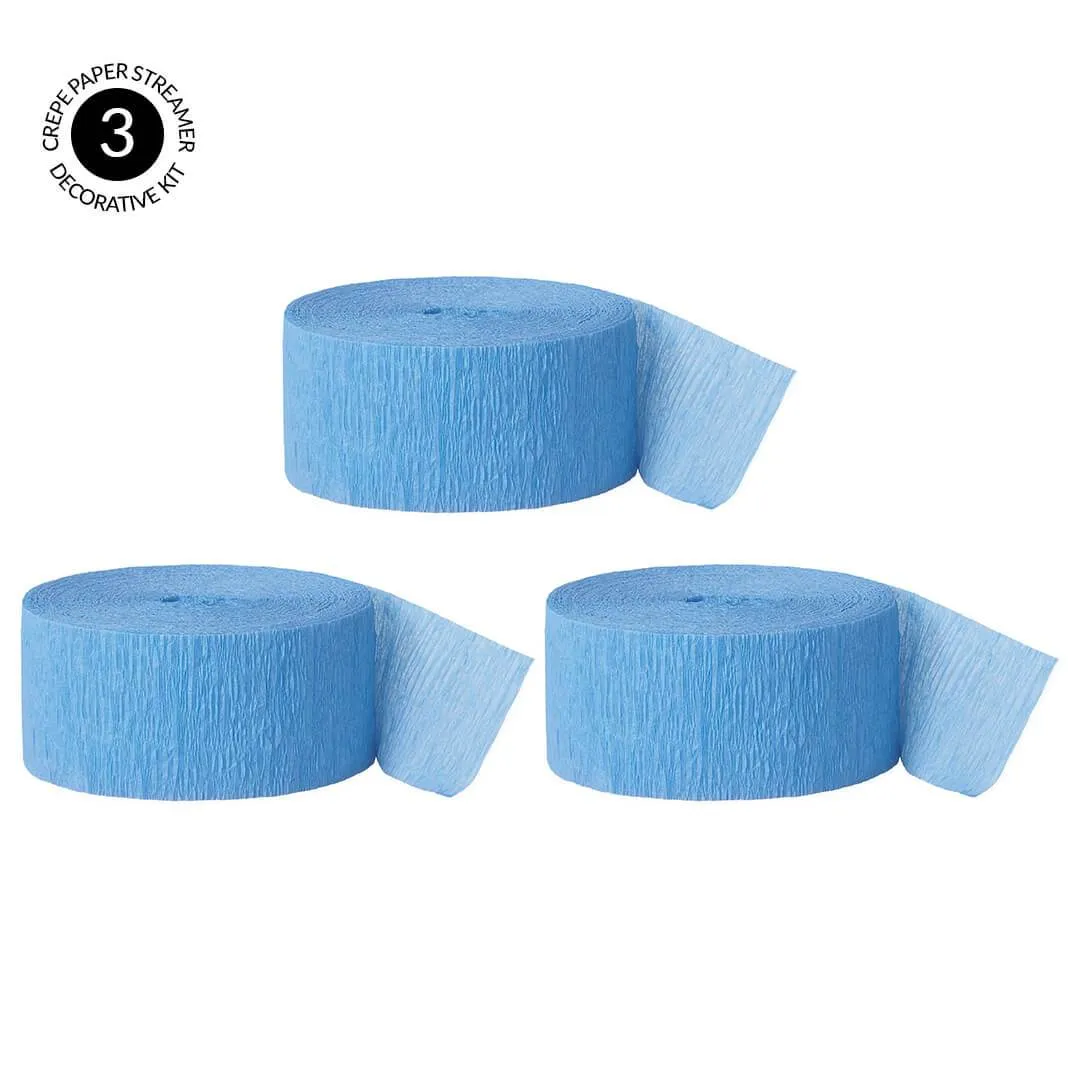 Baby Blue Crepe Paper Streamer Hanging Decorative Kit