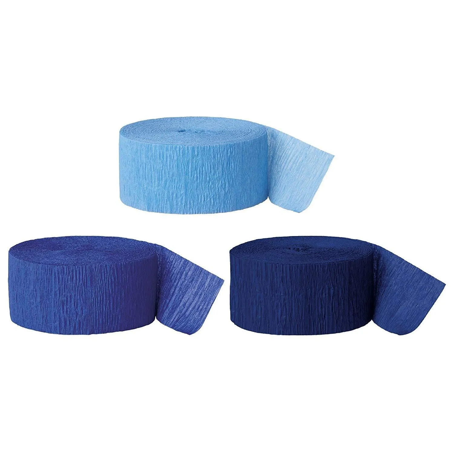 Baby Blue, Royal Blue, Navy Blue Crepe Paper Streamer Hanging Decorative Kit