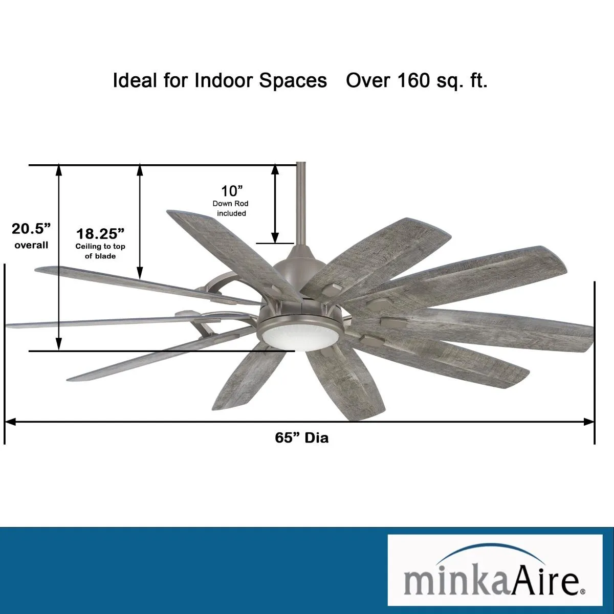 Barn LED 65" Smart Ceiling Fan with Remote, Burnished Nickel