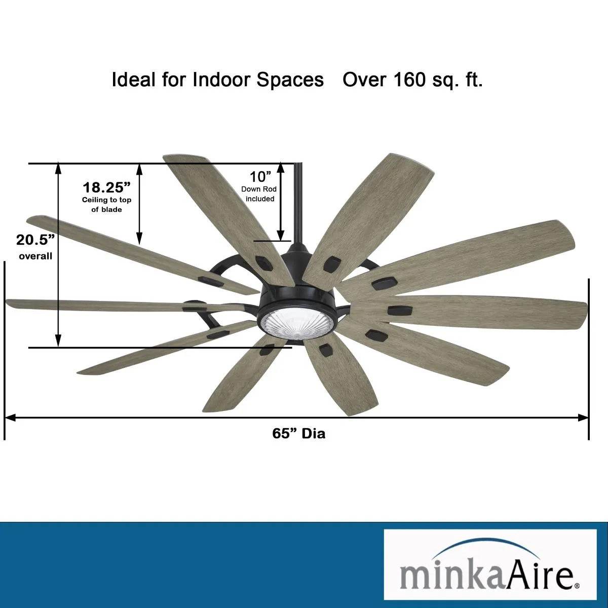 Barn LED 65" Smart Ceiling Fan with Remote, Coal