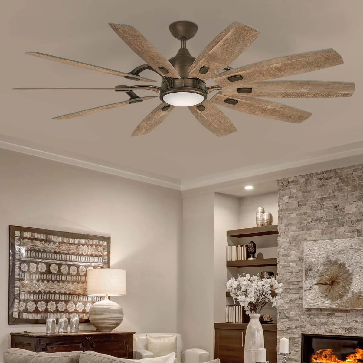 Barn LED 65" Smart Ceiling Fan with Remote, Heirloom Bronze
