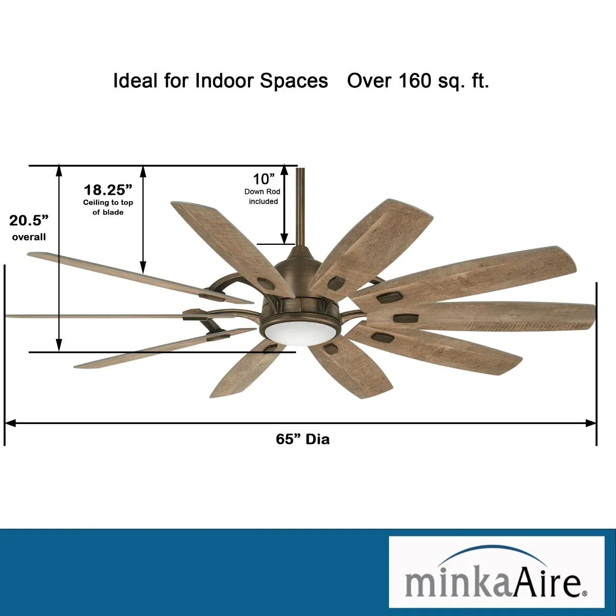 Barn LED 65" Smart Ceiling Fan with Remote, Heirloom Bronze