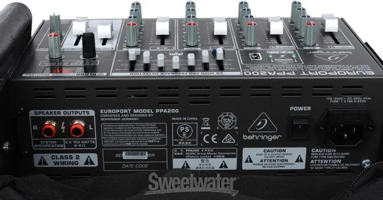 Behringer Europort PPA200 Ultra-Compact Powered Speakers 200W 5-Channel Powered Mixer with Wireless Microphone Option, Klark Teknik Multi-FX Processor and FBQ Feedback Detection