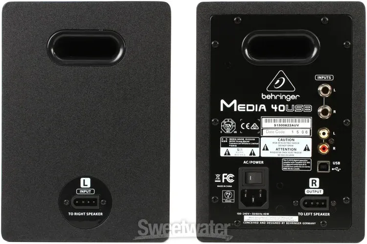 Behringer Media 40USB Powered Monitor Speaker with USB Input - Pair