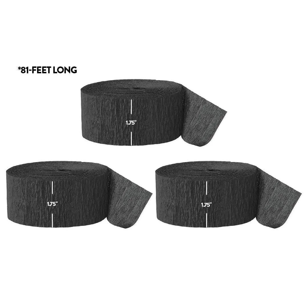 Black Crepe Paper Streamer Hanging Decorative Kit