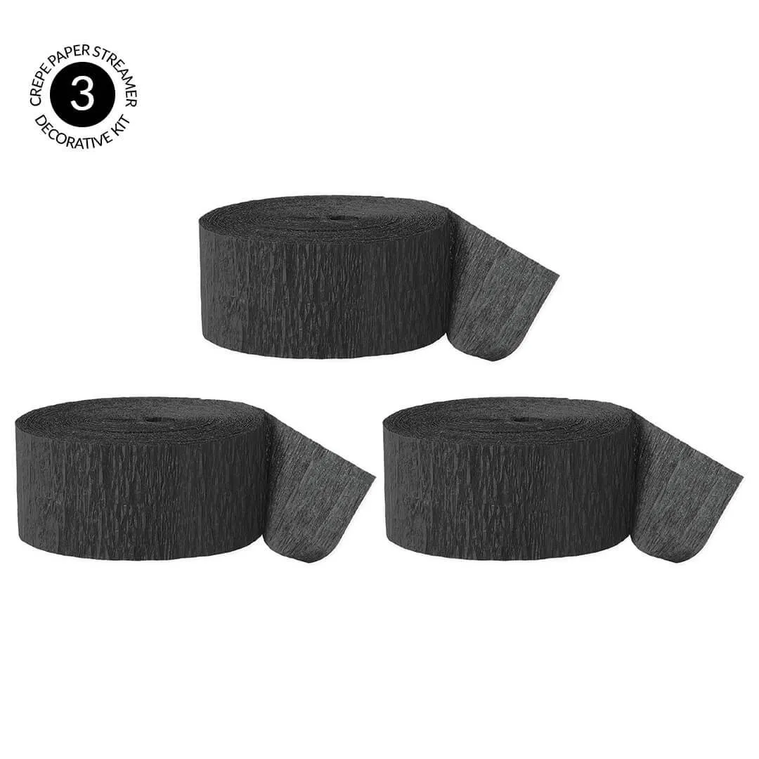 Black Crepe Paper Streamer Hanging Decorative Kit
