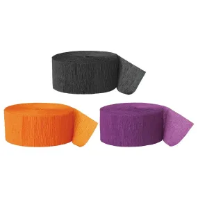 Black, Orange, Purple Crepe Paper Streamer Hanging Decorative Kit